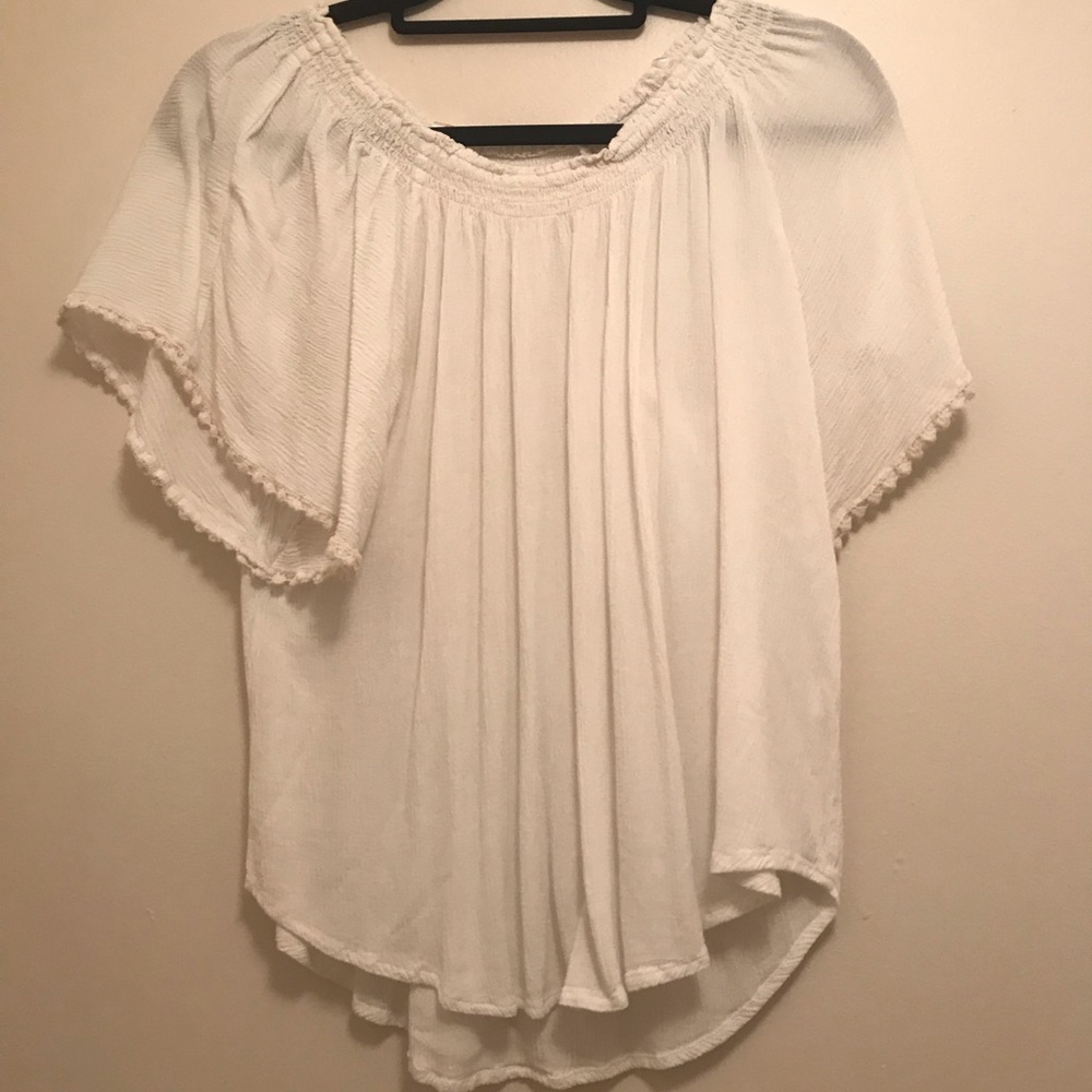 White Ruffled Peasant Top - Size XXL
